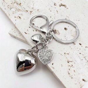 Silver Heart Keychain with Charms